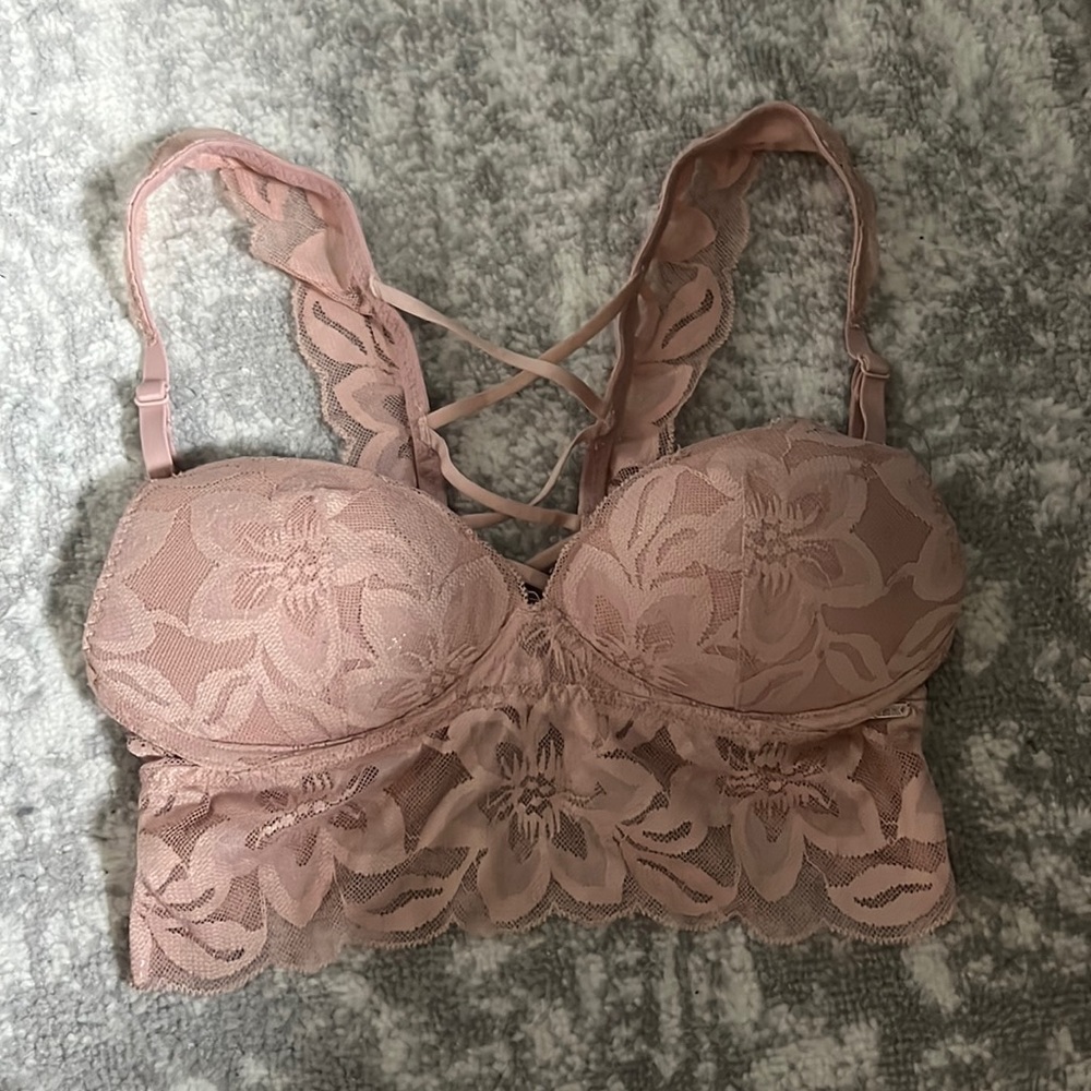 PINK push up strappy lace bralette